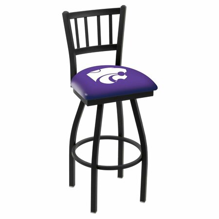 HOLLAND BAR STOOL CO 30" Blk Wrinkle Kansas State Swivel Bar Stool, Jailhouse Back L01830KnsasS